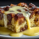 Apple Pie Bread Pudding with rich vanilla custard