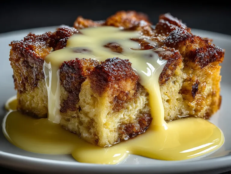 Apple Pie Bread Pudding with rich vanilla custard
