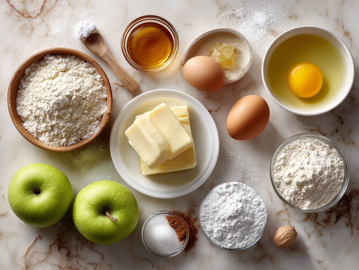 Ingredients for Apple Pie Bread Pudding with Rich Vanilla Custard