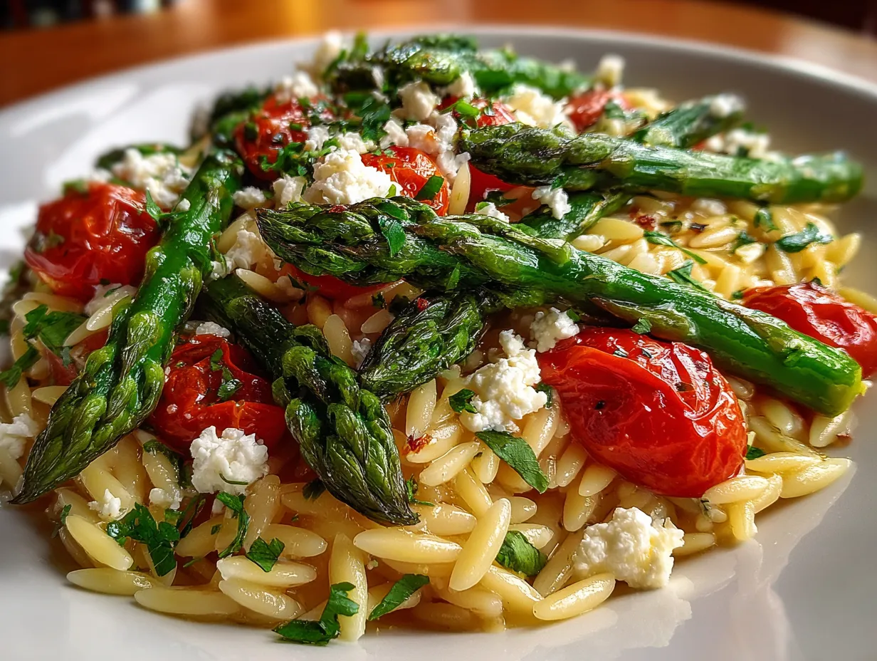 Asparagus and Orzo Salad with Feta Cheese