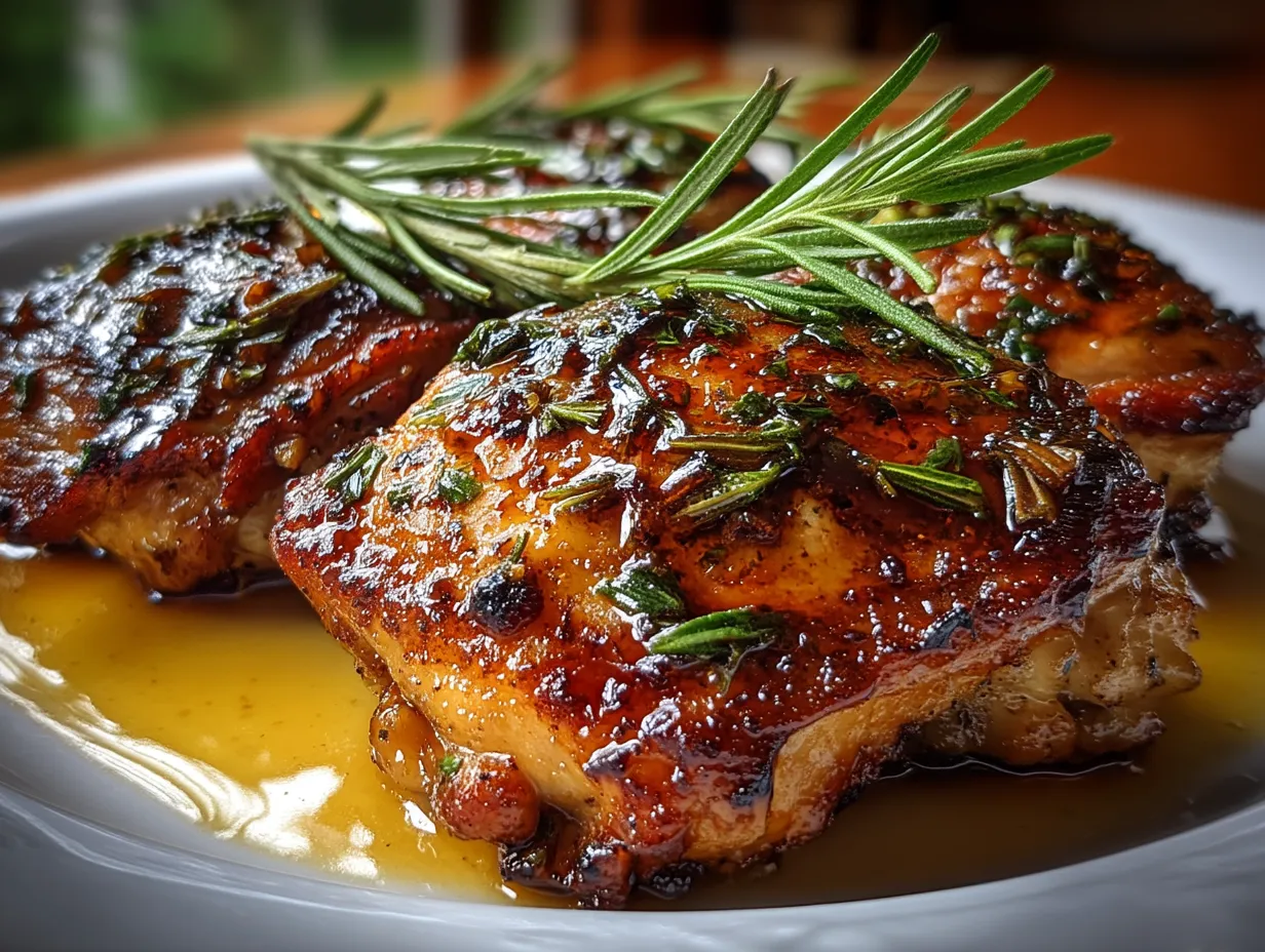 Serving suggestion of Baked Low Sodium Balsamic Chicken Thighs with Rosemary