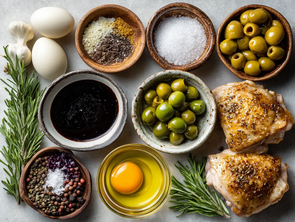 Ingredients for Baked Low Sodium Balsamic Chicken Thighs with Rosemary