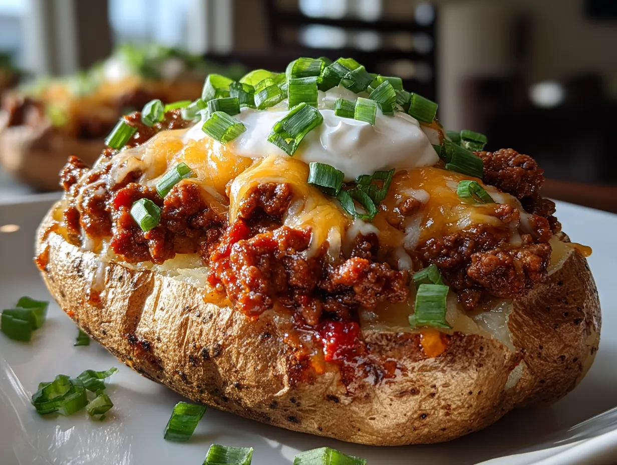 Beef Sloppy Joe Stuffed Baked Potatoes