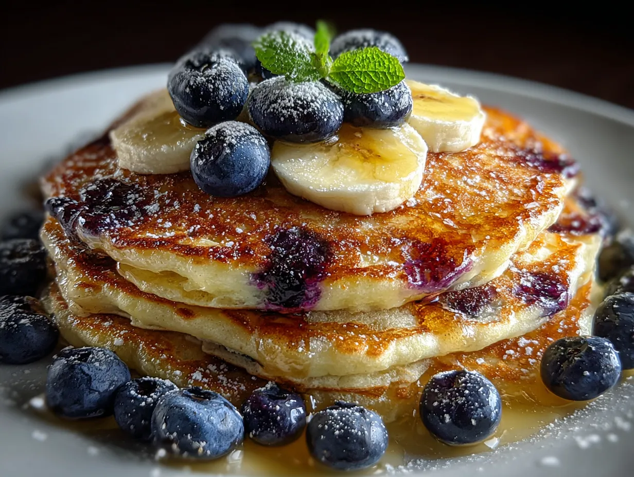 Blueberry Banana Protein Pancakes