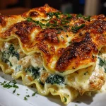 Chicken Alfredo Lasagna with Spinach and Garlic