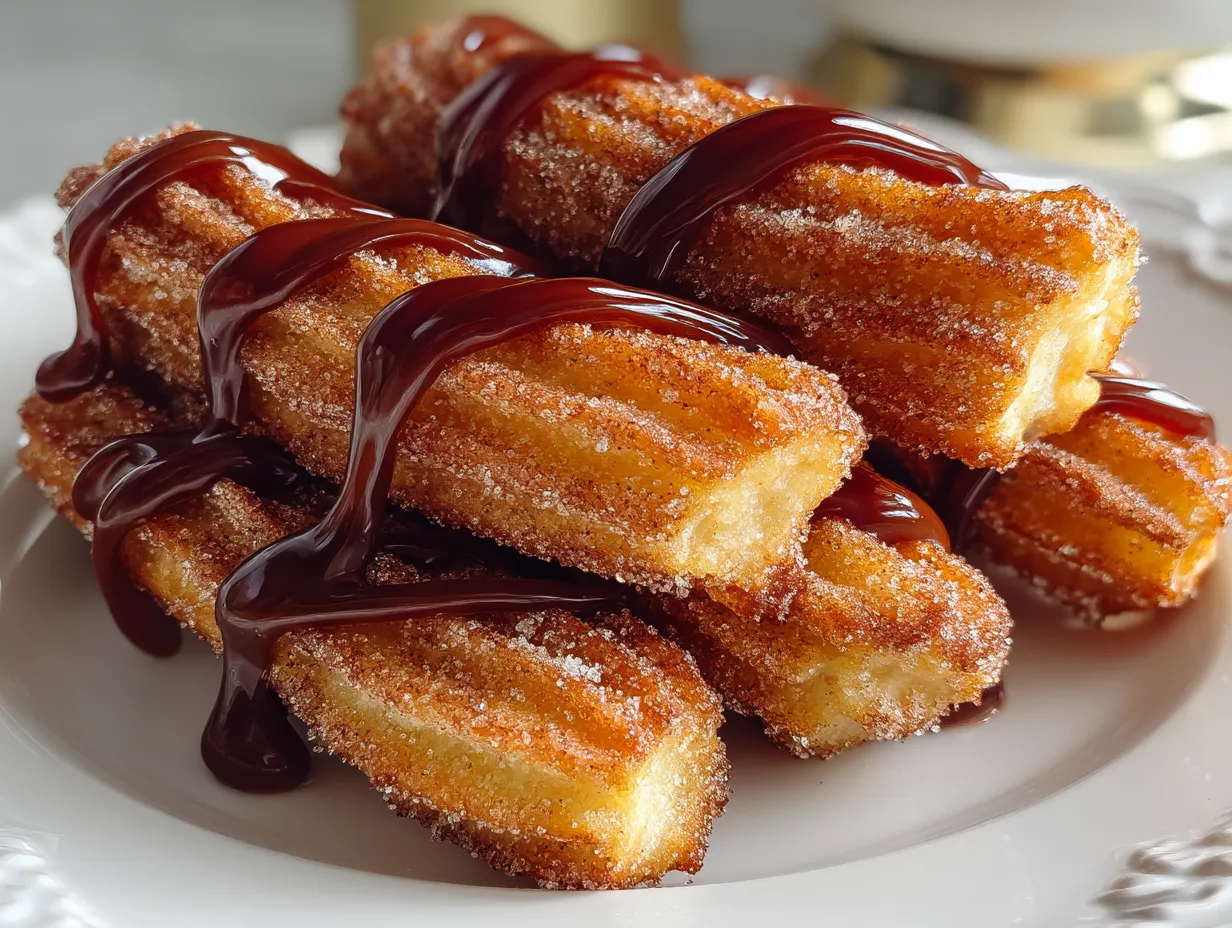 Stacked Copycat Crumbl churro cookies on a colorful plate ready to serve
