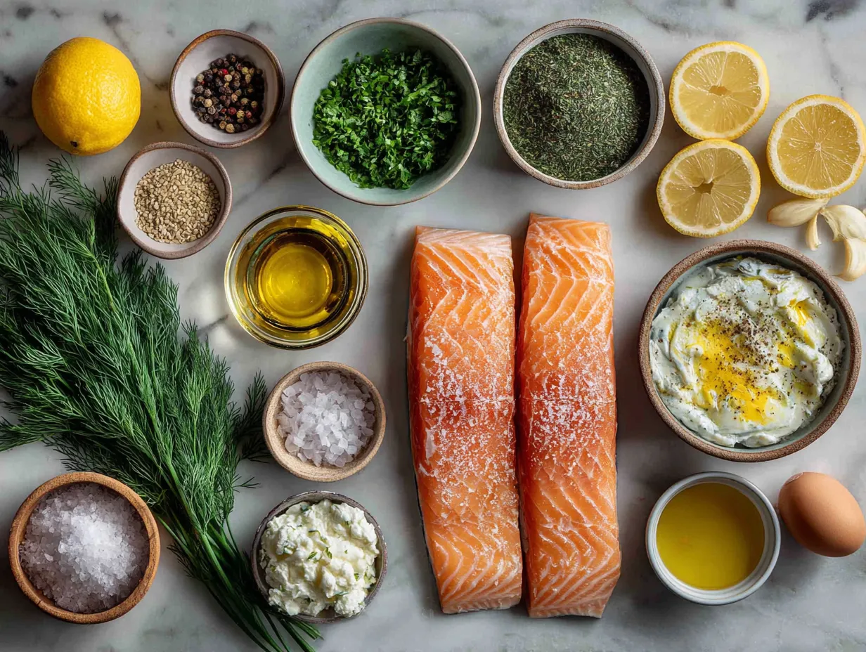 Ingredients for Lemon Dill Baked Trout Fillet