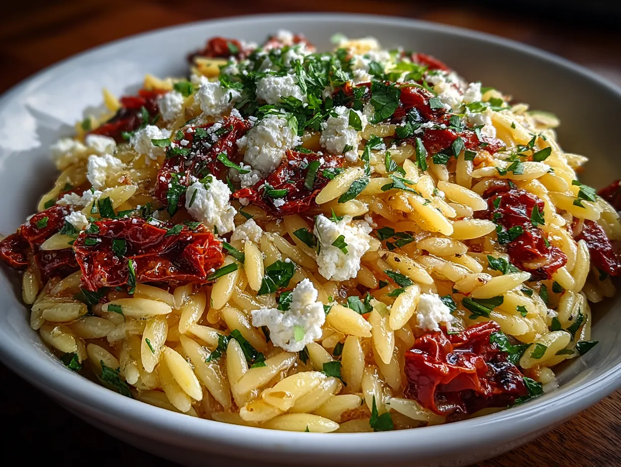 Orzo Pasta Salad with Feta and Sun-Dried Tomatoes