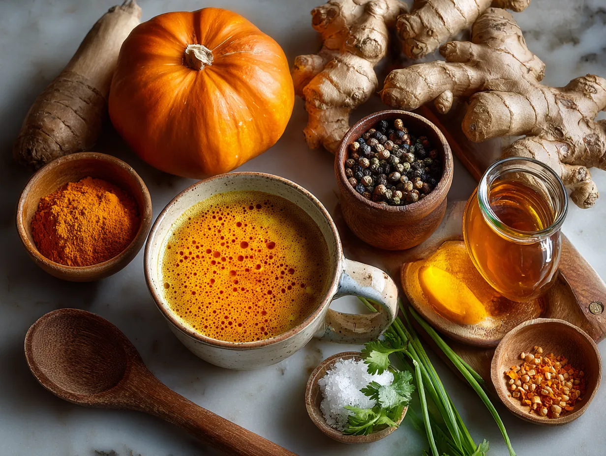 Ingredients for Pumpkin and Butternut Squash Soup with Ginger