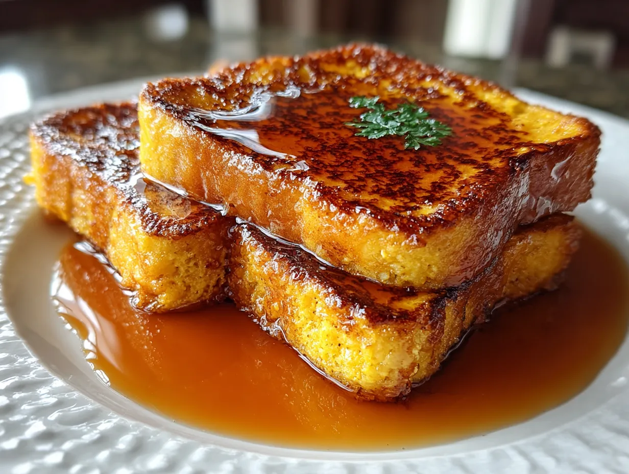 Pumpkin Puree French Toast with Cinnamon Butter