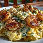 Shrimp Fettuccine Alfredo with Roasted Garlic