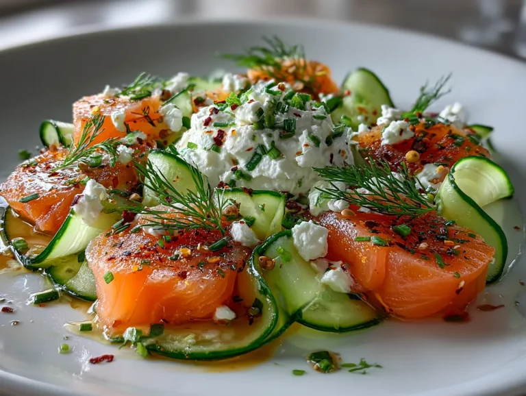 Smoked Salmon and Cucumber Ribbon Salad with Cream Cheese