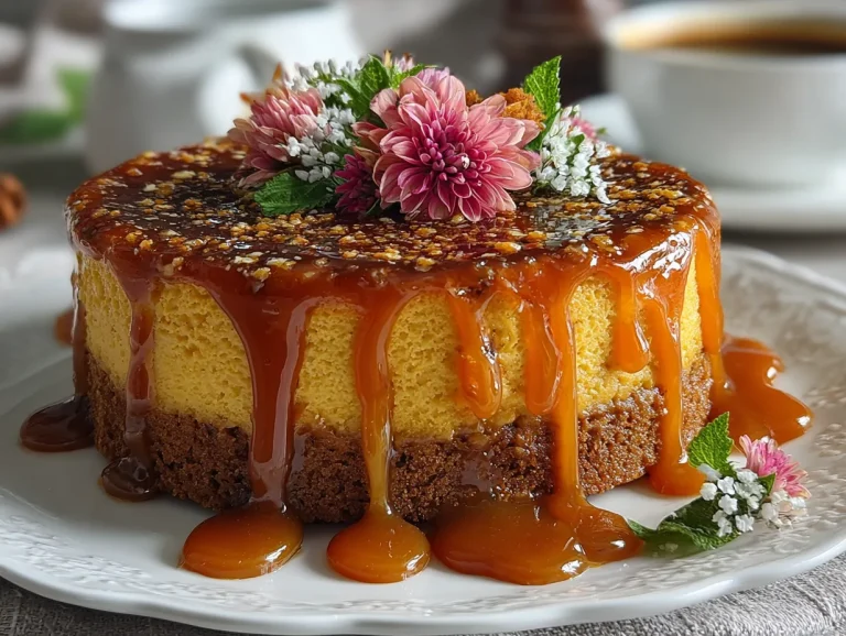 Spiced Gingerbread Cheesecake with Caramel Glaze