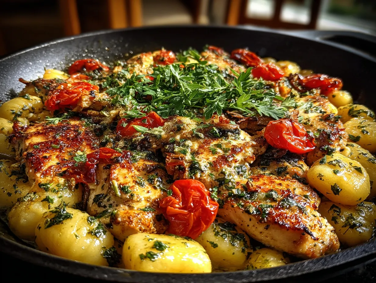 Tuscan chicken and gnocchi skillet